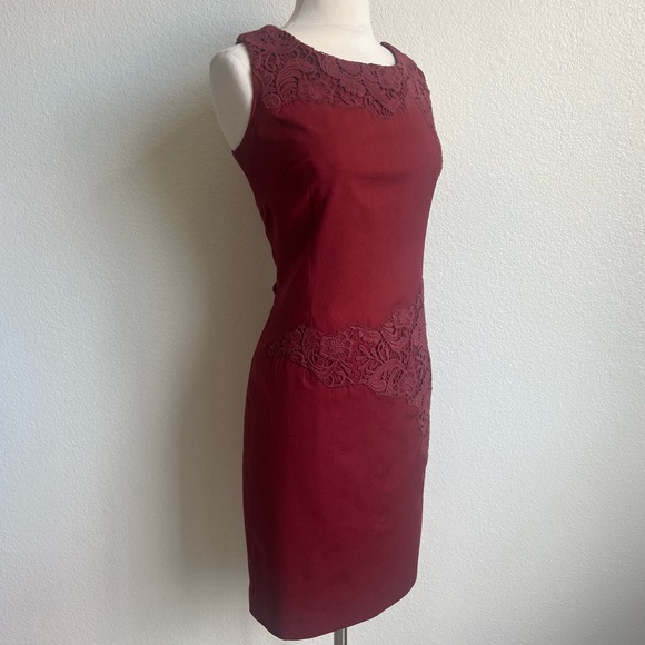 💓Peruvian Connection Burgundy Red Wool Embroidered Sheath Dress - Size 8 - Picture 16 of 16